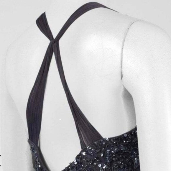 Adrianna Papell Gray Maxi Sequin Evening Gown - Picture 2 of 9